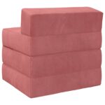 vidaXL Skladacia pohovka na spaní Ružová 200 x 70 x 15 cm Zamat – Obrázok 5
