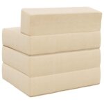 vidaXL Skladacia pohovka na spaní Krémová 200 x 70 x 15 cm – Obrázok 5