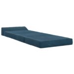 vidaXL Skladacia pohovka na spaní Modrá 200 x 70 x 10 cm Zamat – Obrázok 2