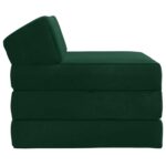 vidaXL Skladacia pohovka na spaní Tmavozelená 200 x 70 x 10 cm Zamat – Obrázok 3