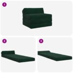 vidaXL Skladacia pohovka na spaní Tmavozelená 200 x 70 x 10 cm Zamat – Obrázok 7