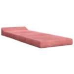vidaXL Skladacia pohovka na spaní Ružová 200 x 70 x 10 cm Zamat – Obrázok 2