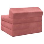 vidaXL Skladacia pohovka na spaní Ružová 200 x 70 x 10 cm Zamat – Obrázok 4
