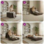 vidaXL Skladacia pohovka na spaní 75 x 63 x 45 cm Sivohnedá – Obrázok 9