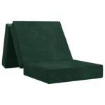 vidaXL Skladacia pohovka na spaní 90 x 63 x 45 cm Tmavozelená – Obrázok 2