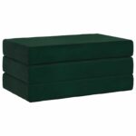 vidaXL Skladacia pohovka na spaní 80 x 67 x 45 cm Tmavozelená – Obrázok 3