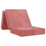 vidaXL Skladacia pohovka na spaní 90 x 67 x 45 cm Ružová – Obrázok 2