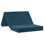 vidaXL Skladacia pohovka na spaní 100 x 67 x 45 cm Modrá – Obrázok 2