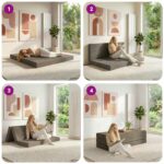 vidaXL Skladacia pohovka na spaní 120 x 67 x 45 cm Svetlosivá – Obrázok 9
