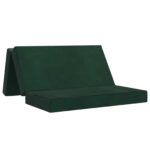 vidaXL Skladacia pohovka na spaní 140 x 67 x 45 cm Tmavozelená – Obrázok 2