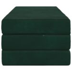 vidaXL Skladacia pohovka na spaní 140 x 67 x 45 cm Tmavozelená – Obrázok 4