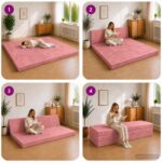 vidaXL Skladacia pohovka na spaní 180 x 67 x 45 cm Ružová – Obrázok 8