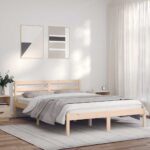 vidaXL Rám postele s čelnou doskou Prírodná 208,5 x 157,5 x 69,5 cm