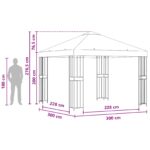 vidaXL Altánok 3 x 3 m Krémová Polyester a oceľ 190 gsm – Obrázok 7