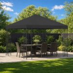 vidaXL Altánok 3 x 3 m Antracitová Polyester a oceľ 190 gsm