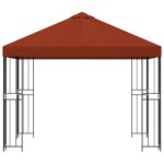vidaXL Altánok 3 x 3 m Tehlová Polyester a oceľ 190 gsm – Obrázok 3