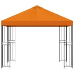 vidaXL Altánok 3 x 3 m Oranžová Polyester a oceľ 190 gsm – Obrázok 3