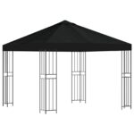 vidaXL Altánok 3 x 3 m Čierna Polyester a oceľ 190 gsm – Obrázok 2