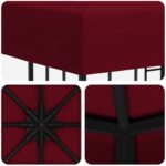 vidaXL Altánok 3 x 3 m Vínovo červená Polyester a oceľ 190 gsm – Obrázok 5
