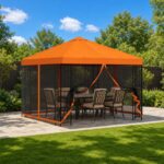 vidaXL Záhradný altánok so bočnými stenami 3 x 3 m Oranžová