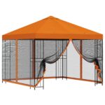 vidaXL Záhradný altánok so bočnými stenami 3 x 3 m Oranžová – Obrázok 2