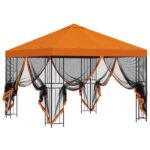 vidaXL Záhradný altánok so bočnými stenami 3 x 3 m Oranžová – Obrázok 4