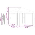 vidaXL Altánok 3 x 3 m Krémová Polyester a oceľ 190 gsm – Obrázok 7