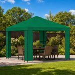 vidaXL Altánok 3 x 3 m Zelená Polyester a oceľ 190 gsm