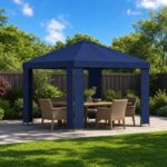 vidaXL Altánok 3 x 3 m Modrá Polyester a oceľ 190 gsm