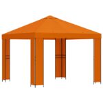 vidaXL Altánok 3 x 3 m Oranžová Polyester a oceľ 190 gsm – Obrázok 2