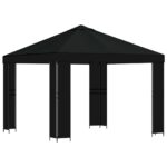 vidaXL Altánok 3 x 3 m Čierna Polyester a oceľ 190 gsm – Obrázok 2