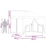 vidaXL Záhradný altánok so bočnými stenami 3 x 3 m Sivohnedá – Obrázok 9