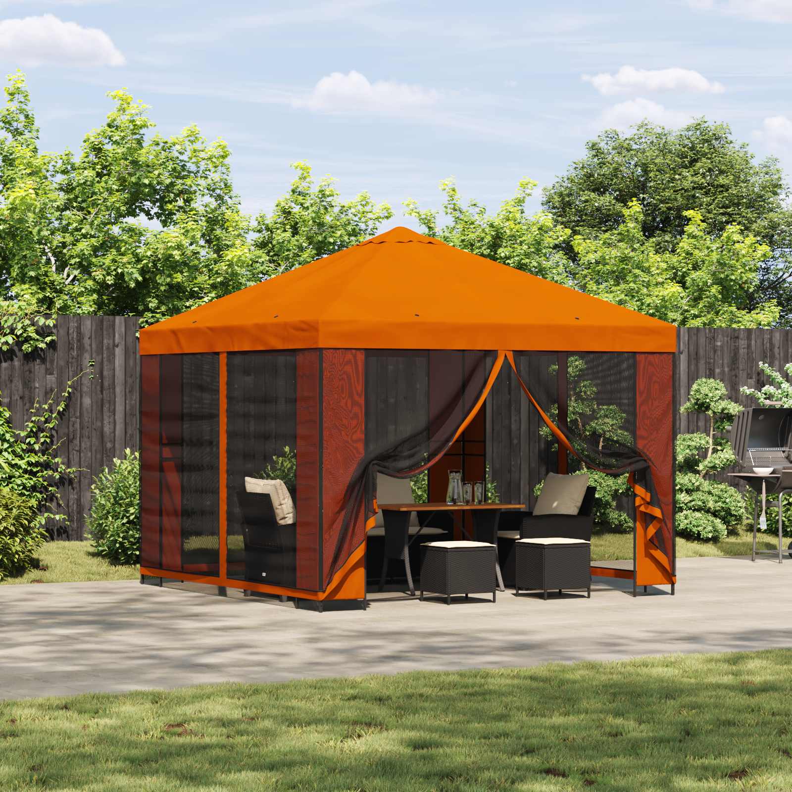 900369_1.jpg vidaXL Záhradný altánok so bočnými stenami 3 x 3 m Oranžová – Obrázok 1