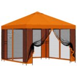 vidaXL Záhradný altánok so bočnými stenami 3 x 3 m Oranžová – Obrázok 2