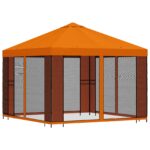 vidaXL Záhradný altánok so bočnými stenami 3 x 3 m Oranžová – Obrázok 3