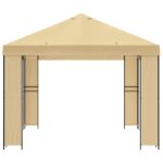 vidaXL Altánok 4 × 3 m Krémová Polyester a oceľ 190 gsm – Obrázok 4