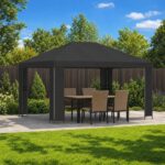 vidaXL Altánok 4 × 3 m Antracitová Polyester a oceľ 190 gsm