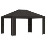 vidaXL Altánok 4 × 3 m Antracitová Polyester a oceľ 190 gsm – Obrázok 2