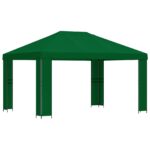 vidaXL Altánok 4 × 3 m Zelená Polyester a oceľ 190 gsm – Obrázok 2