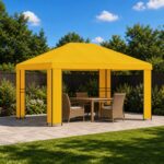 vidaXL Altánok 4 × 3 m Žltá Polyester a oceľ 190 gsm