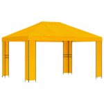vidaXL Altánok 4 × 3 m Žltá Polyester a oceľ 190 gsm – Obrázok 2