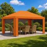 vidaXL Altánok 4 × 3 m Oranžová Polyester a oceľ 190 gsm