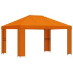 vidaXL Altánok 4 × 3 m Oranžová Polyester a oceľ 190 gsm – Obrázok 2