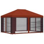 vidaXL Altánok so stenami 4 × 3 m Tehlová Polyester a oceľ 190 gsm – Obrázok 3