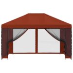vidaXL Altánok so stenami 4 × 3 m Tehlová Polyester a oceľ 190 gsm – Obrázok 5