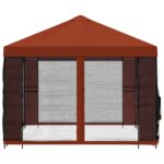 vidaXL Altánok so stenami 4 × 3 m Tehlová Polyester a oceľ 190 gsm – Obrázok 6