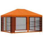 vidaXL Záhradný altánok so bočnými stenami 4 × 3 m Oranžová – Obrázok 3