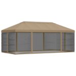 vidaXL Kryt altánku s bočnými stenami 6 x 3 m Béžová Polyester 190 – Obrázok 3