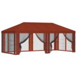vidaXL Kryt altánku s bočnými stenami 6 x 3 m Tehlová Polyester 190 – Obrázok 2
