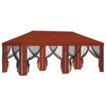 vidaXL Kryt altánku s bočnými stenami 6 x 3 m Tehlová Polyester 190 – Obrázok 4